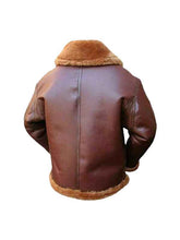 Back view of Unisex Brown Bomber Belted Leather Jacket